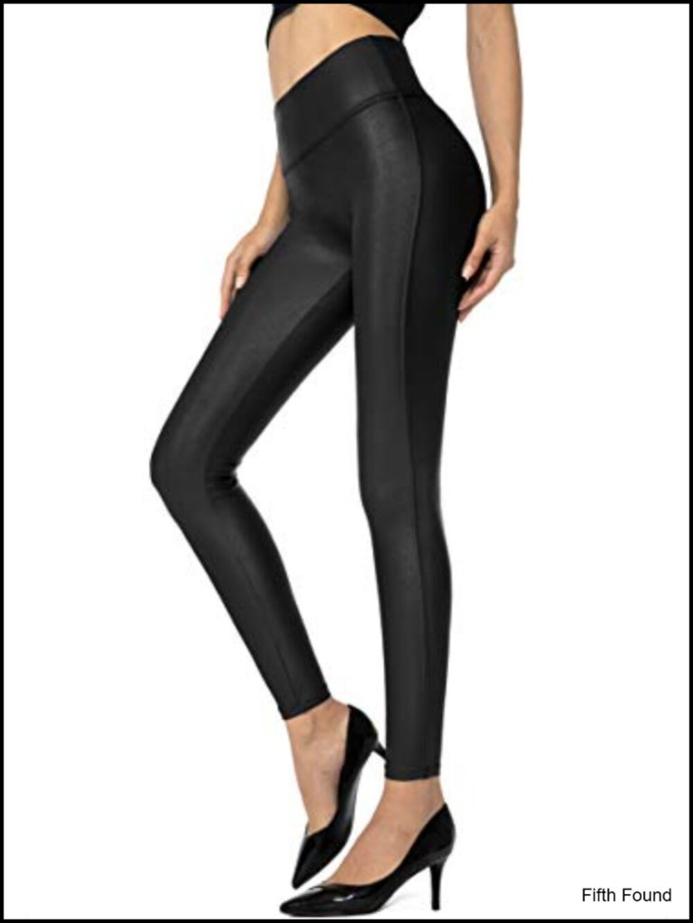 High Waisted Faux Leather Leggings Tummy Control